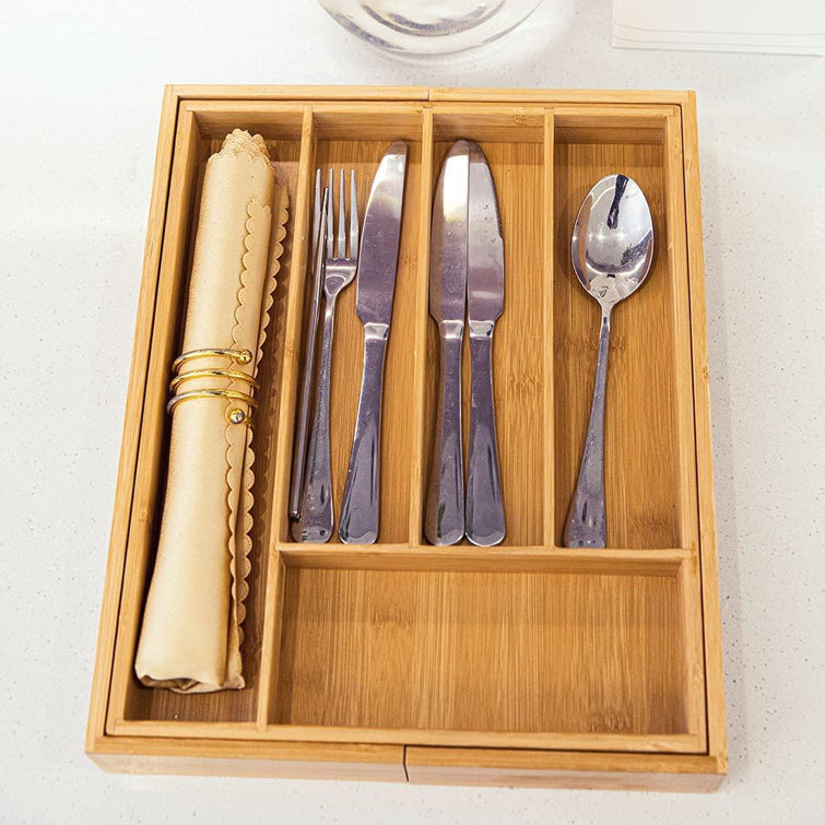 Rebrilliant Bamboo Kitchen Drawer Organizer - Expandable ...