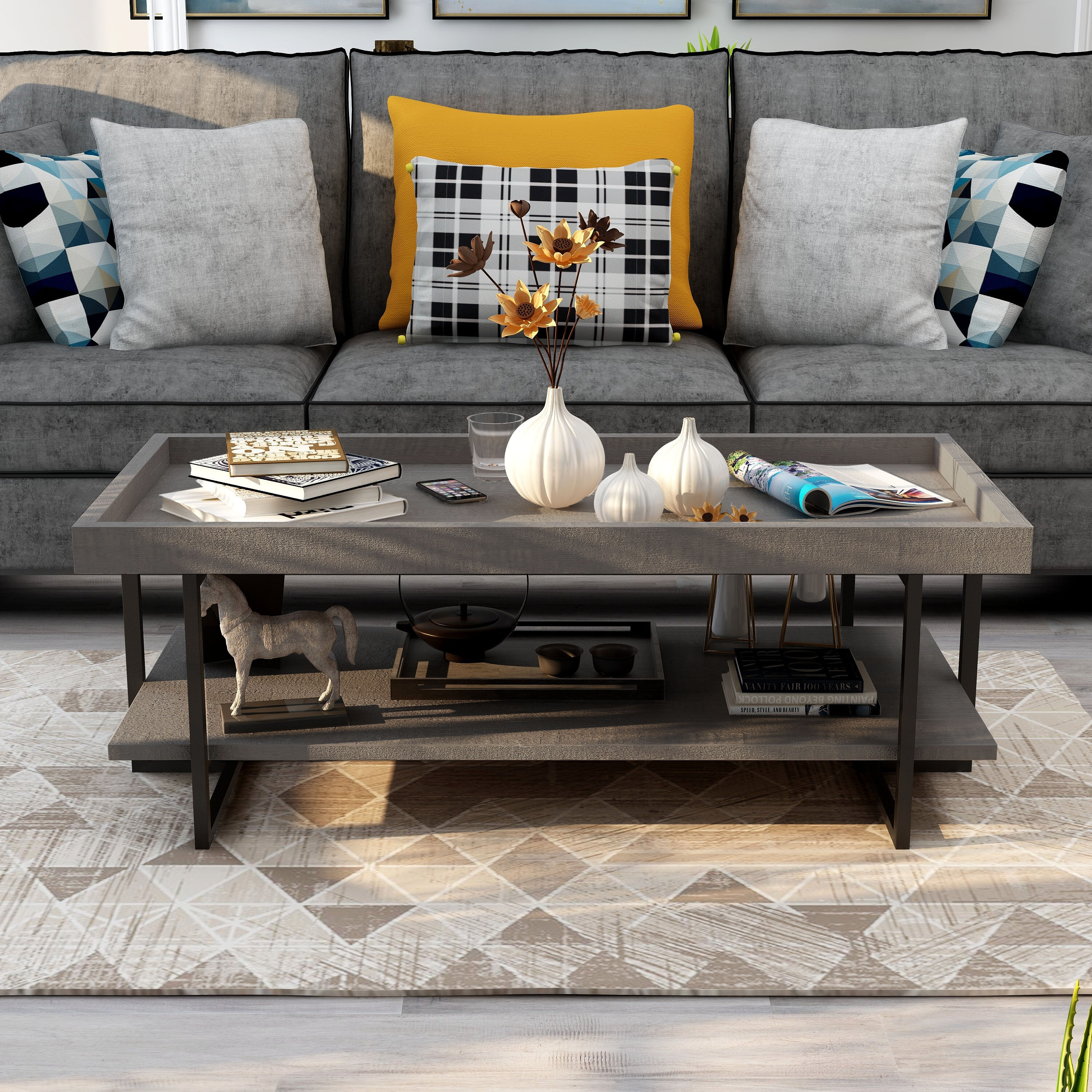 wayfair grey and white coffee table