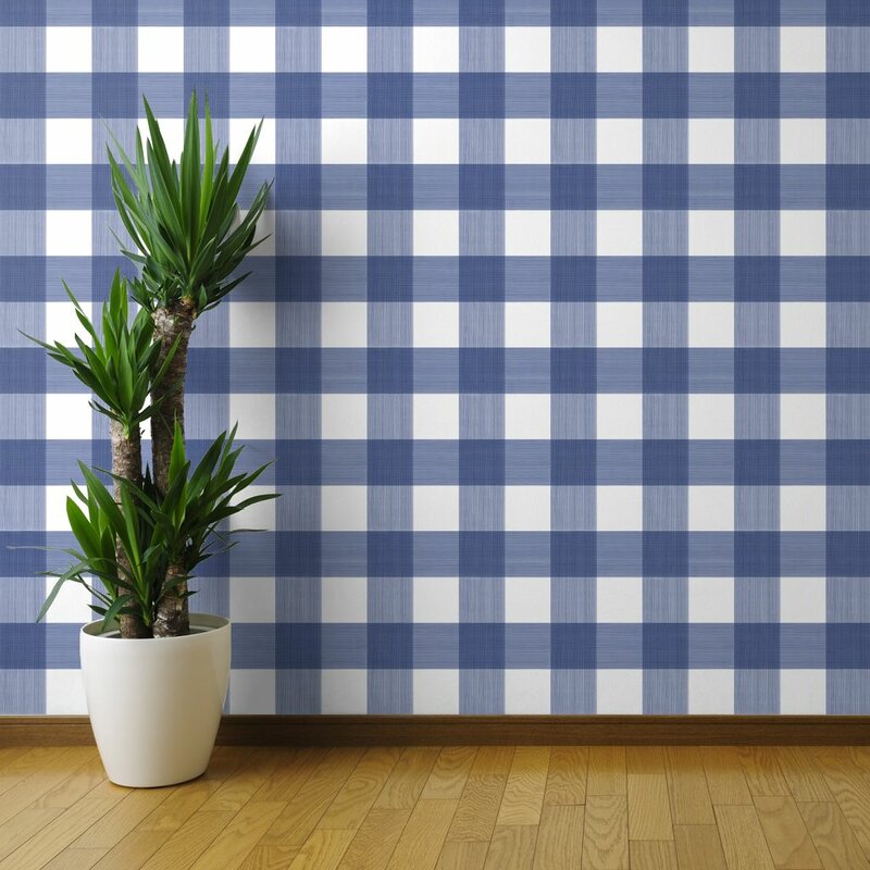 August Grove Whitt Blue Buffalo Plaid Removable Wallpaper | Wayfair