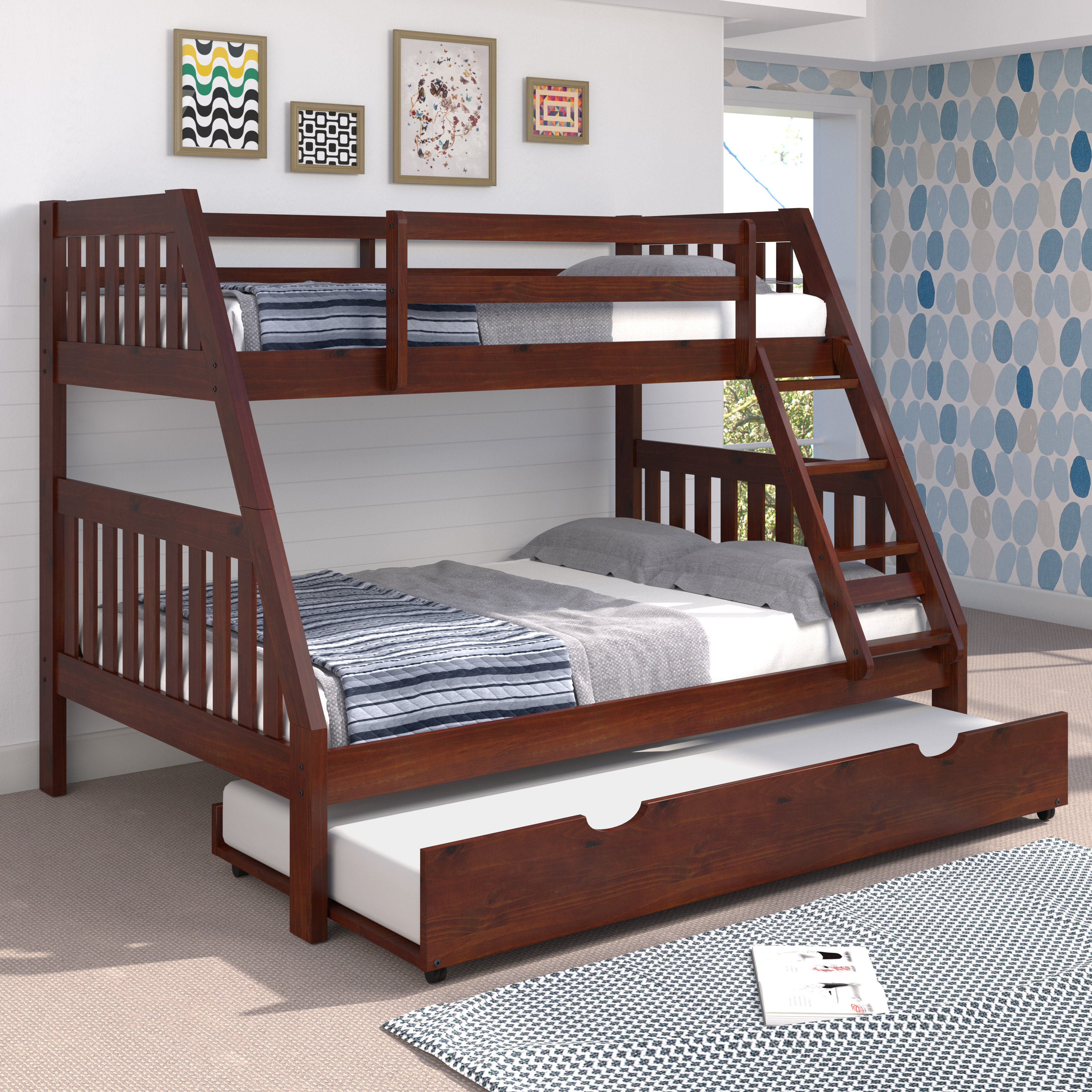 Chelsea Home Mission Twin Over Full Bunk Bed with Trundle 
