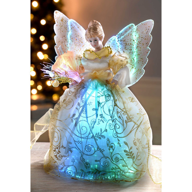 Die Weihnachtswerkstatt 82050 Engel Christbaumspitze / 30 cm hoch/Gold und Creme/Innendeko für Weihnachten