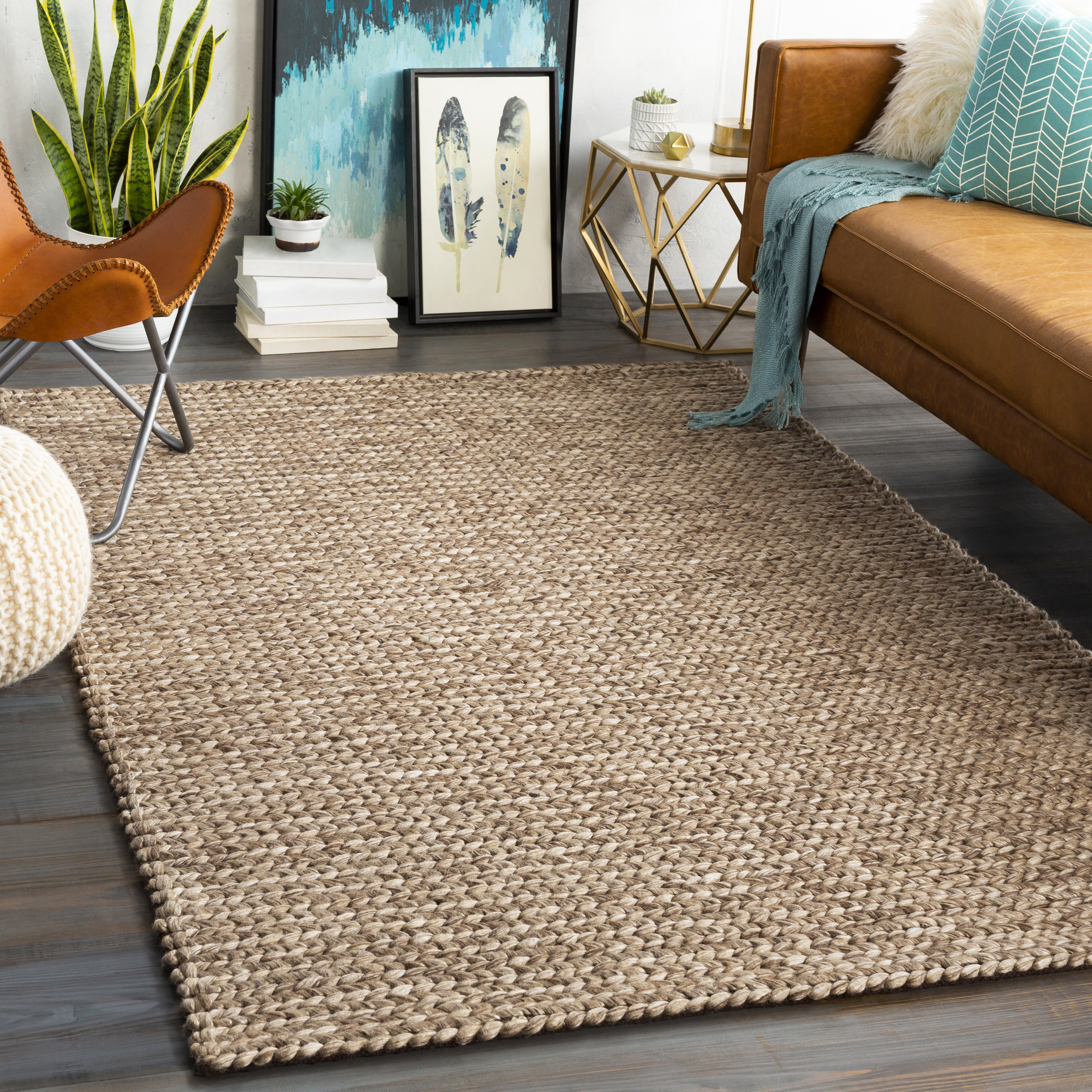 Falk Handwoven Flatweave Brown Rug Allmodern