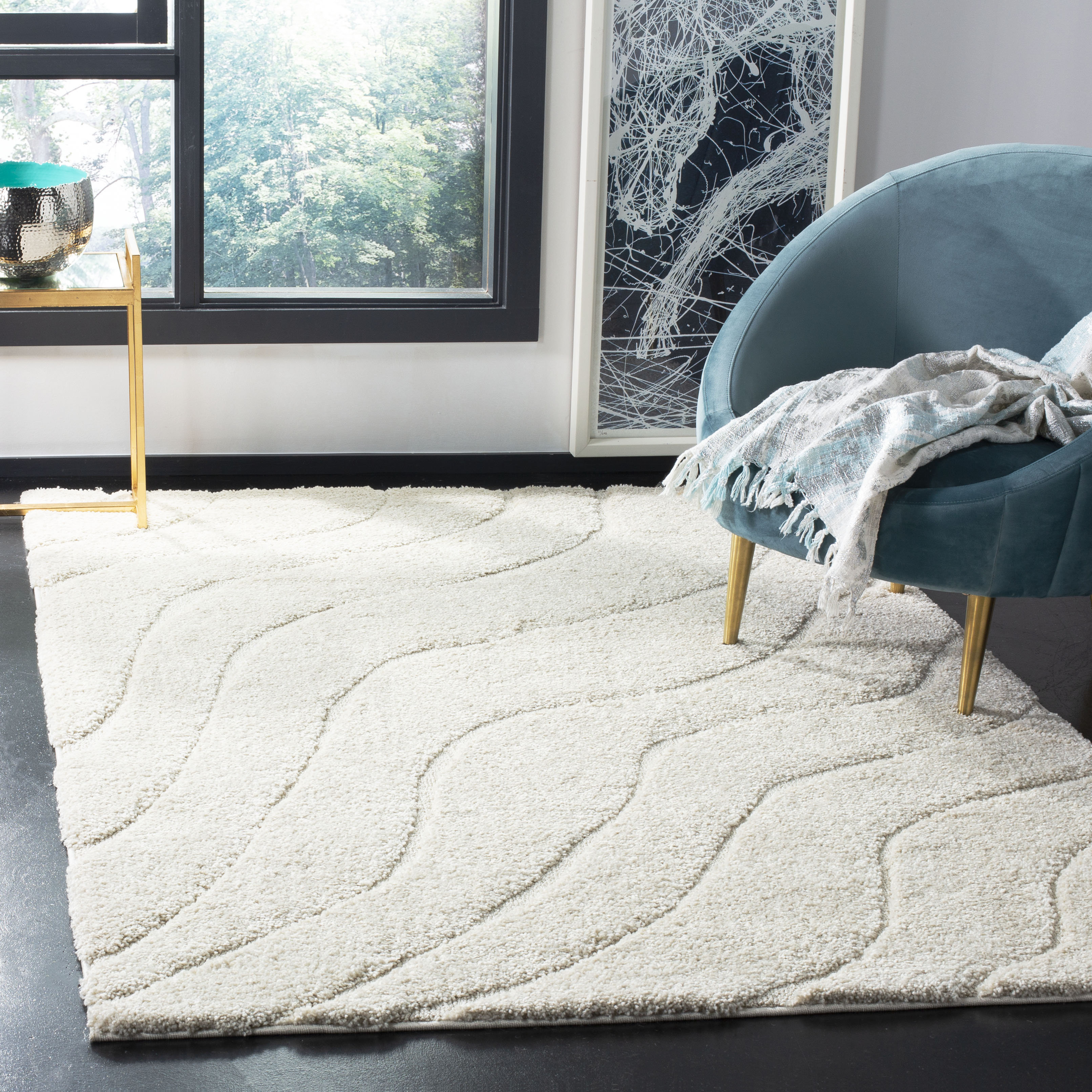 Ebern Designs Stacie Abstract Cream Area Rug Reviews Wayfair
