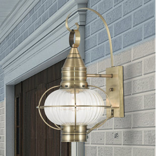 Go to store & view more images Elmhurst 1-Light Outdoor Wall Lantern by Breakwater Bay