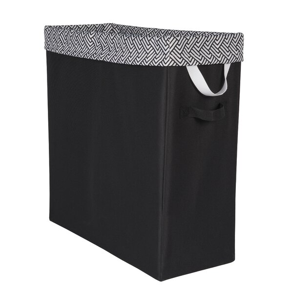 23-Inches Rolling Slim Laundry Hamper with Wheels Black Collapsible Durable Corner Narrow Rectangular Storage Bin for Family Dirty Clothes/Toys Storage