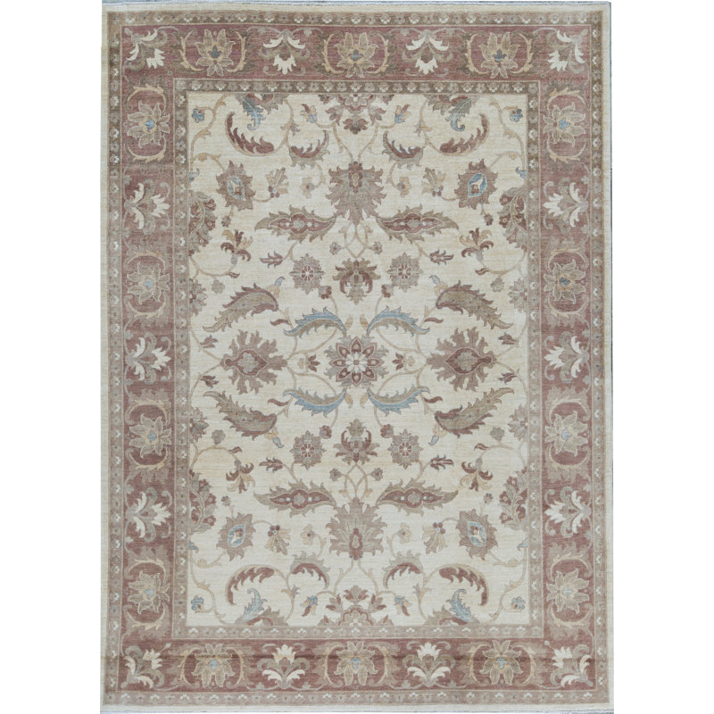 Bokara Rug Co Inc Oriental Hand Knotted Wool Ivory Red Area Rug Wayfair