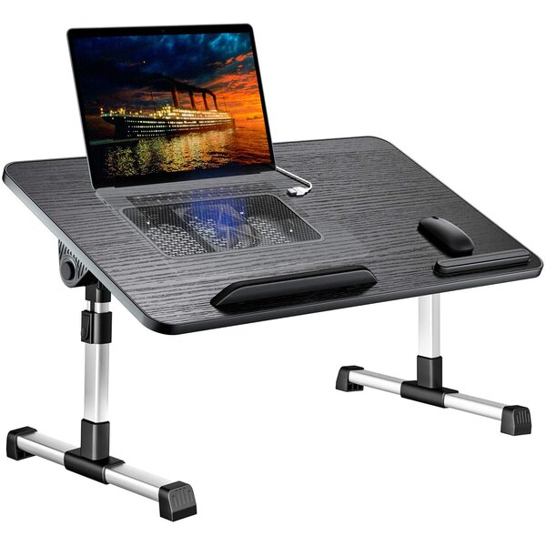 Adjustable Aluminum Alloy Laptop Table Stand Desk with USB Cooling Fan Bed Sofa
