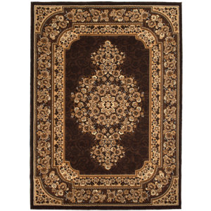Arkin High Quality Woven Double Shot Drop-Stitch Carving Chocolate Area Rug