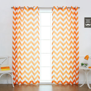 Dia Chevron Sheer Grommet Curtain Panels (Set of 2)