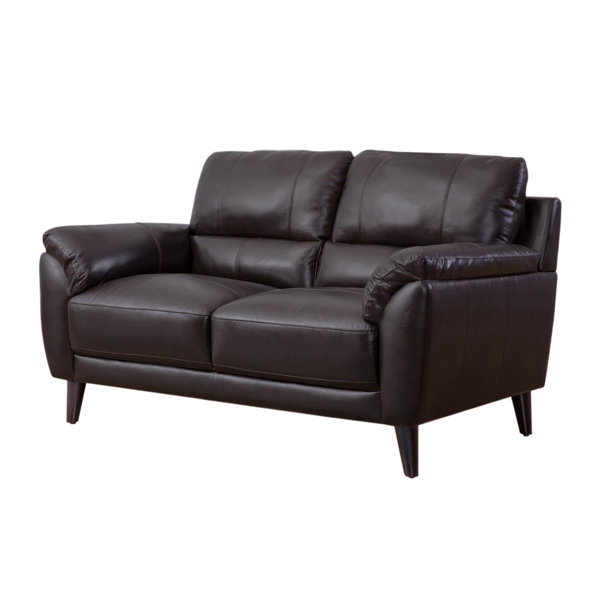 Winston Porter Peterborough Leather 60 Inches Pillow Top Arms Loveseat Wayfair