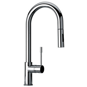 Jewel Faucets J25 Kitchen Series Single Hole Kitchen Faucet with Goose Neck Spout