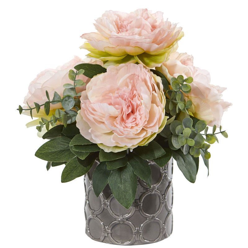 Peony and Eucalyptus Floral Arrangement in Vase