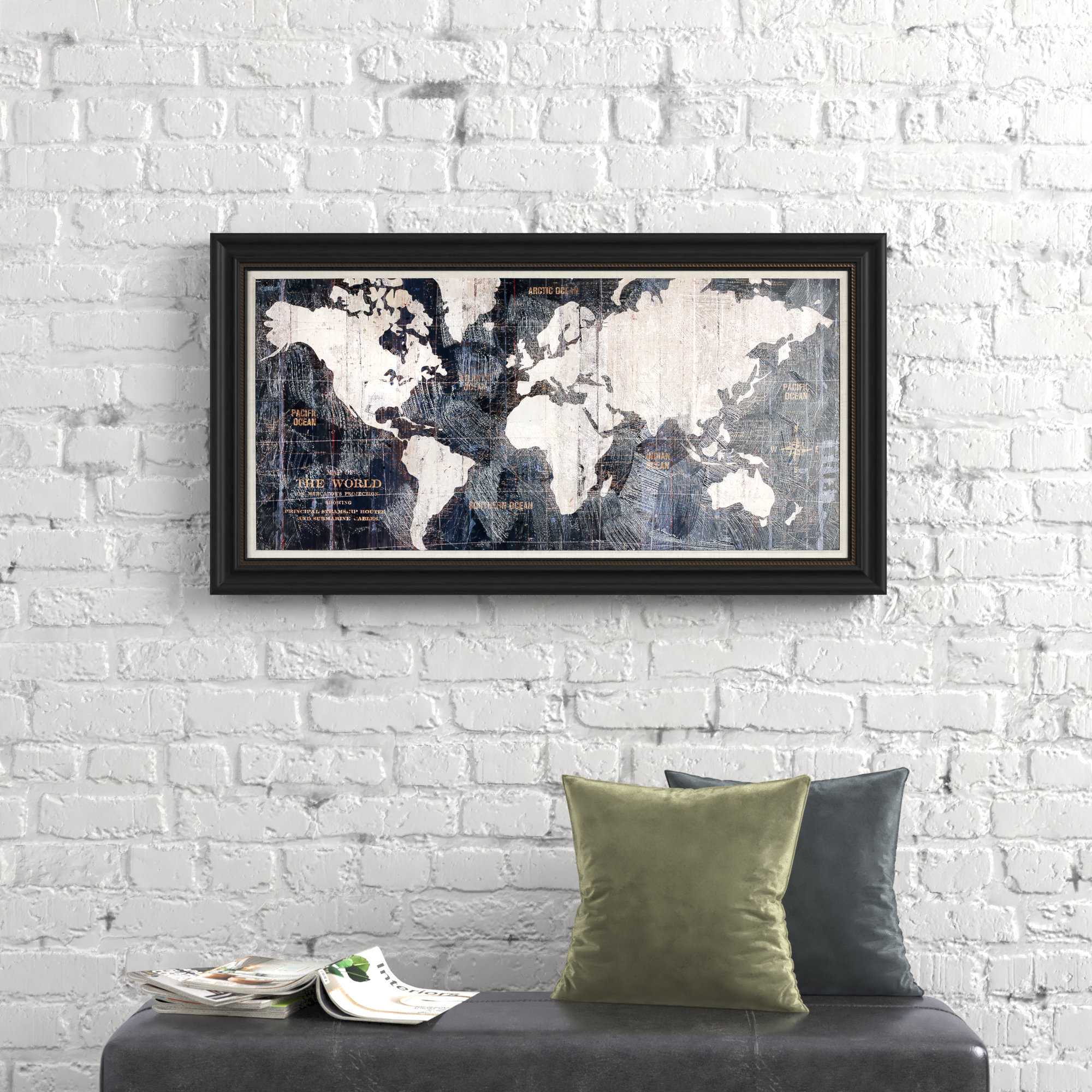 World Map Canvas Print Abstract Paint Splash Framed Wall Art Picture 