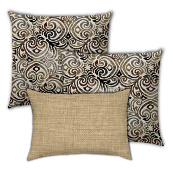 Joita Chocolate Delight Indoor Outdoor Pillow Set Of 2 Large 1 Lumbar Pillow Damask Pillow Wayfair