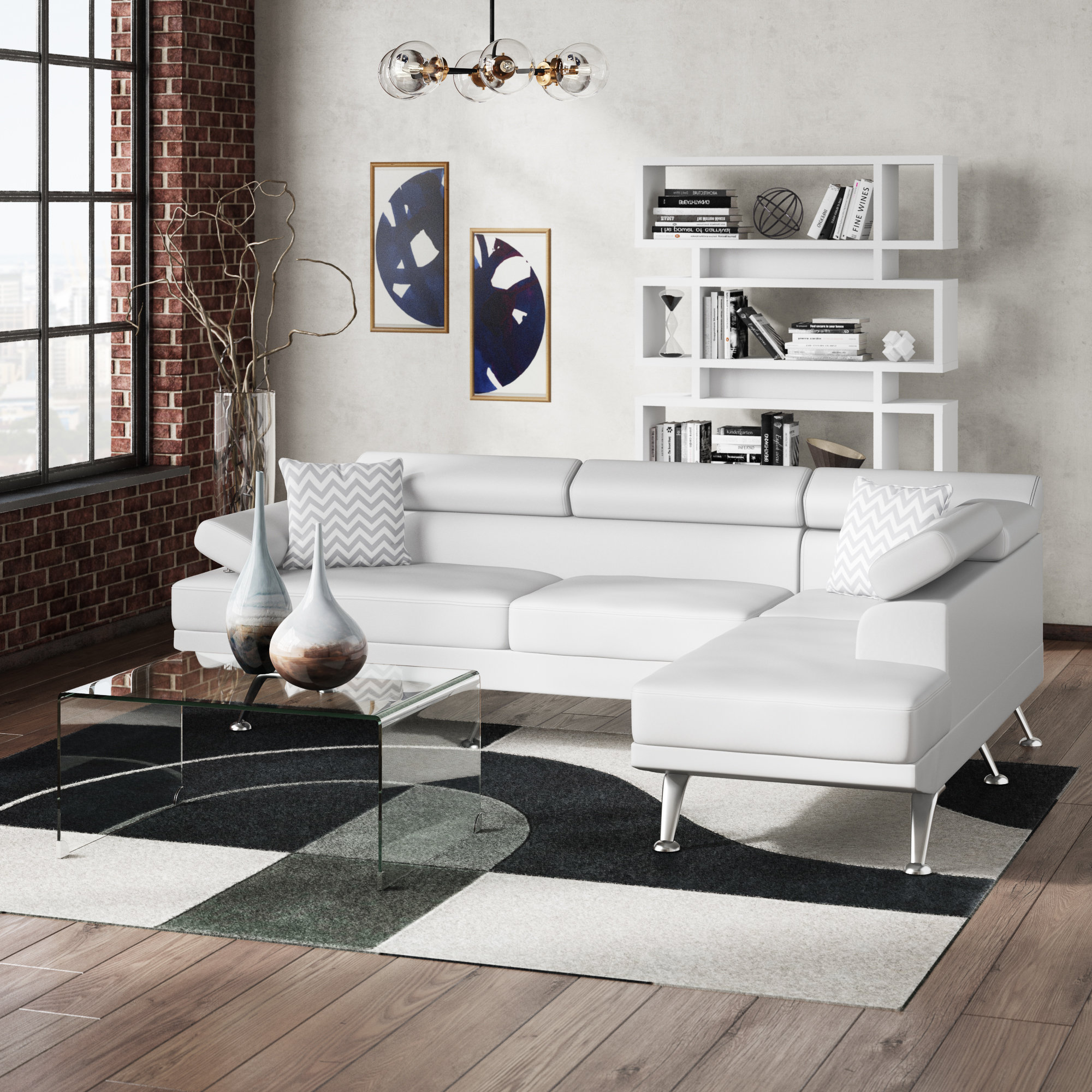 Orren Ellis Etta 2 Piece Vegan Leather Chaise Sectional & Reviews