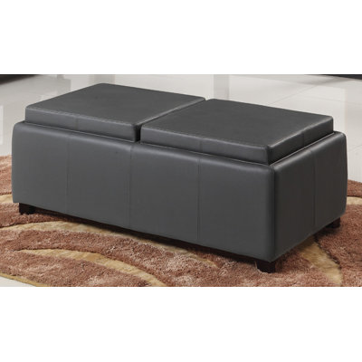 Double Tray Storage Ottoman Worldwide Homefurnishings Color Grey