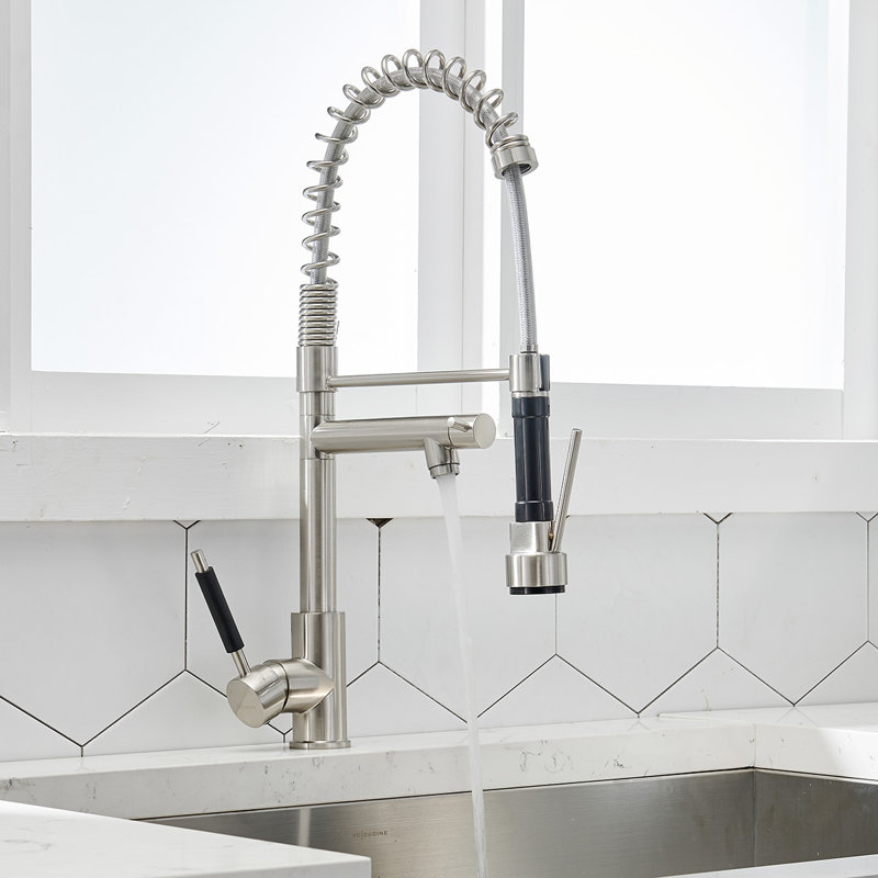 Vccucine Pull Out Single Handle Kitchen Faucet With Side Spray