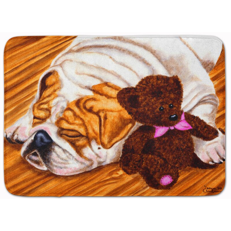 East Urban Home English Bulldog And Teddy Bear Memory Foam Bath