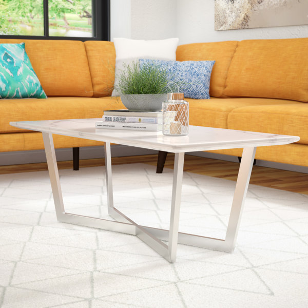 Brayden Studio Rosenbalm Faux Marble Coffee Table Reviews Wayfair
