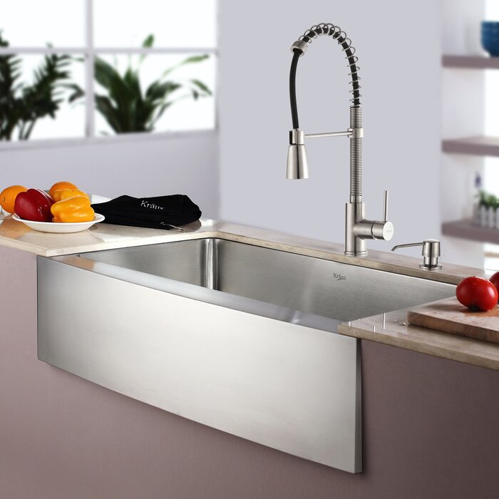 Kitchen Combos 30 L X 20 W Single Basin Farmhouse Apron Kitchen Sink With Faucet And Dispenser