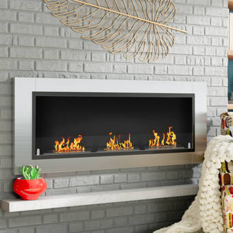 Elegant Design Vertical Bioethanol Fireplace In White Wall Mounted