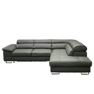 Pavel Leather Sleeper Sectional by Orren Ellis