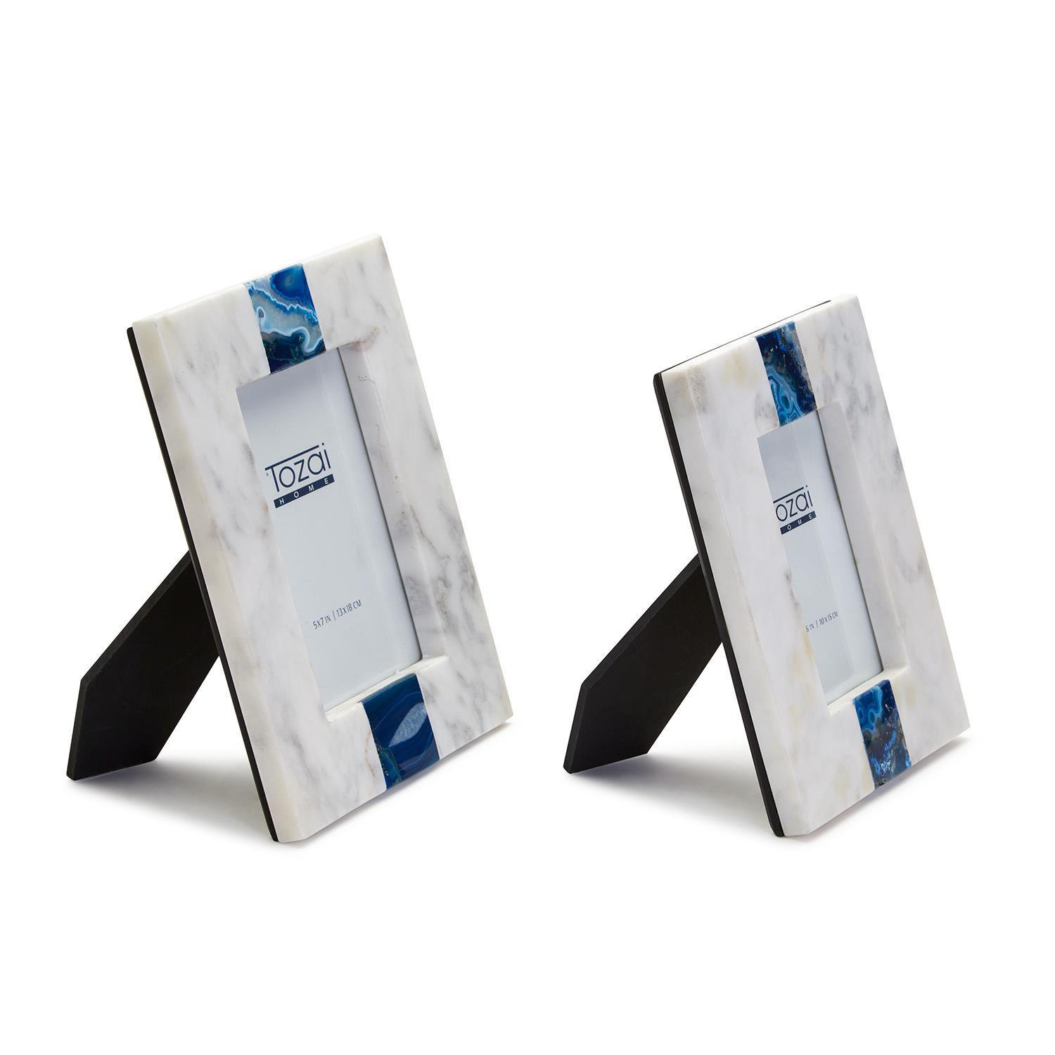 Tozai Home Genuine Agate/Marble/Wood/Glass Picture Frame Set of 2