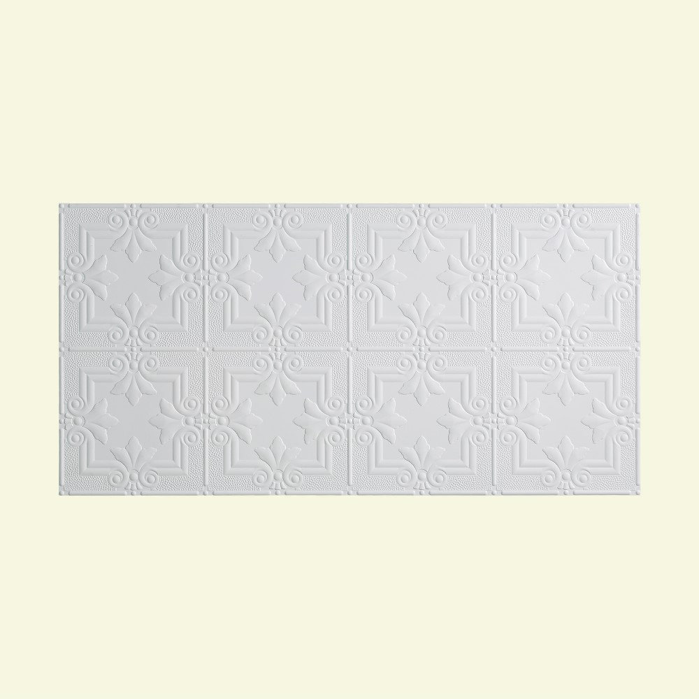Fasade Regalia 2 Ft X 4 Glue Up Ceiling Tile In Gloss White Glue Up Ceiling Tile In Gloss White