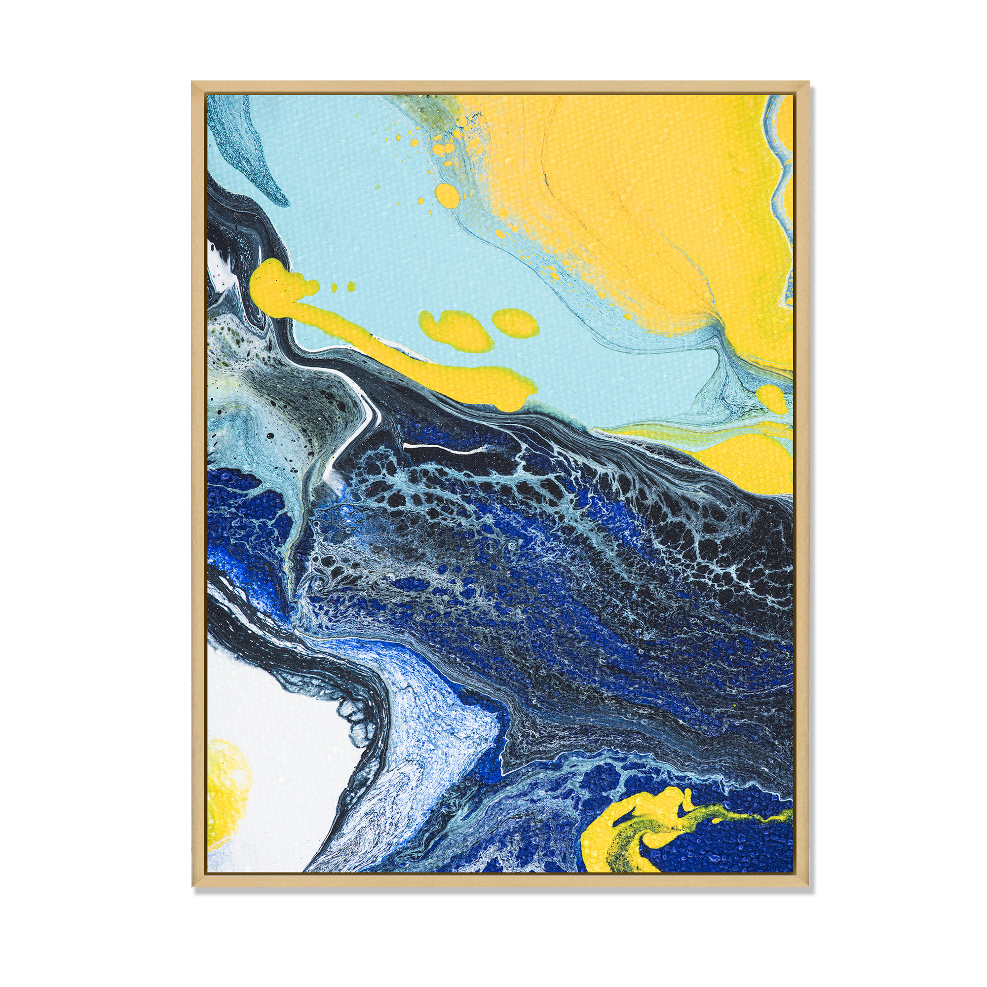 Wrought Studio Dark Blue And Yellow Marble Art Dark Blue And Yellow ...