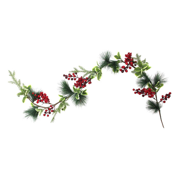 Northlight 5 Artificial Berry Holly Leaves And Pine Needles Christmas Garland Unlit Wayfair