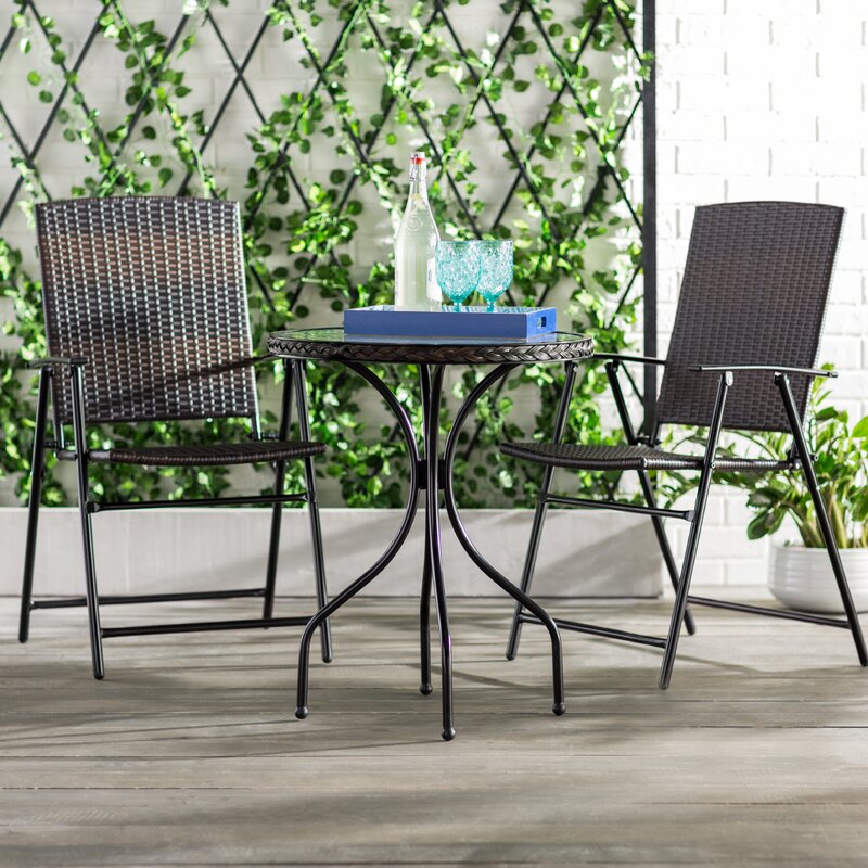 Three Posts Gretchen Patio Wicker 3 Piece Bistro Set Reviews Wayfair