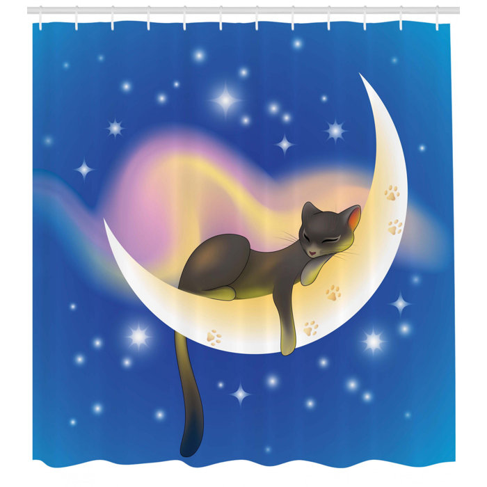 East Urban Home Nursery Cute Baby Kids Cat Shower Curtain Hooks