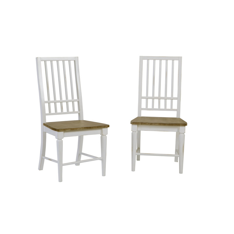 Rosecliff Heights Pineville Solid Wood Slat Back Side Dining Chair In Distressed White Reviews Wayfair