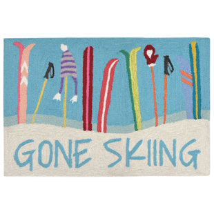 Buckeys Gone Skiing Hand-Tufted Blue Indoor/Outdoor Area Rug Loon Peak Fashion and beautiful backpack