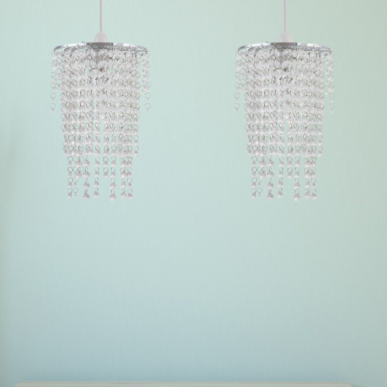3 Tier Clear//Black Acrylic Fountain Shade Chrome frame Crystal Effect Lampshade