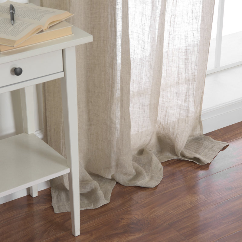 Ophelia Co Elihu Embroidered Cotton Blend Solid Semi Sheer Tab Top Single Curtain Panel Wayfair