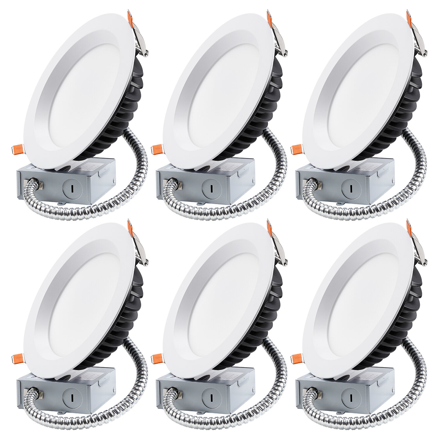 LUXTER 80 Watt Repl. No Can Needed ETL & Energy Star Listed Dimmable 5000K Daylight 1125 Lm 12 Pack 6 inch Ultra-Thin Round LED Recessed Panel Light with Junction Box 15W IC Rated