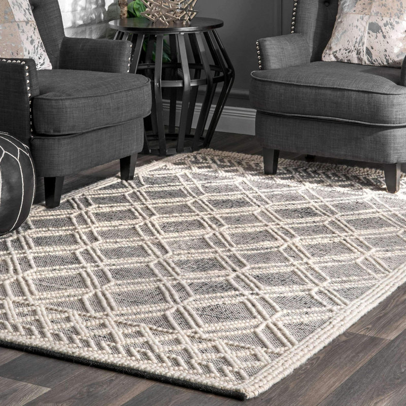 George Oliver Bonifacio Geometric Hand Tufted Black White Area Rug Reviews