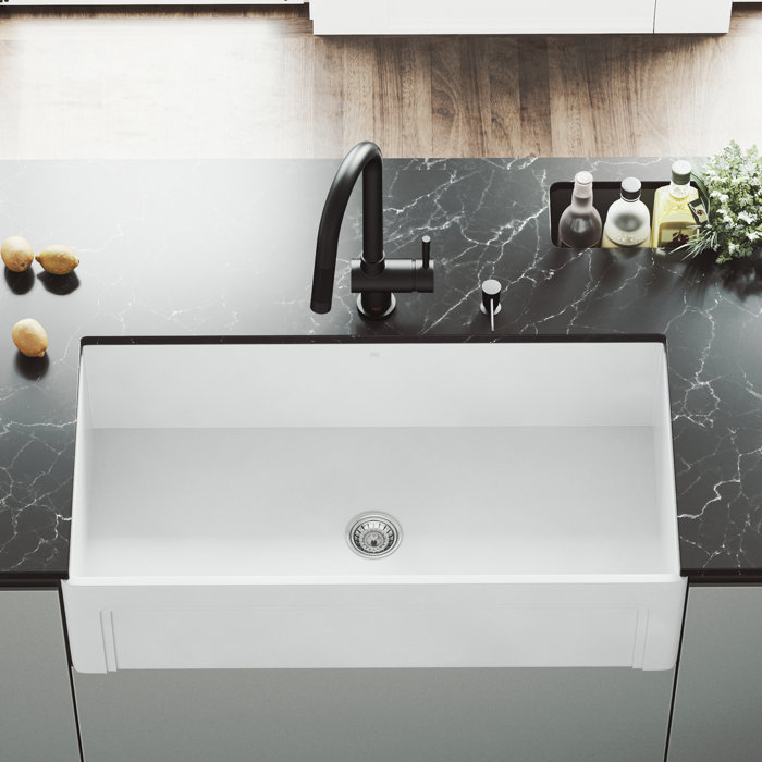 Vigo Matte Stone 36 L X 18 W Farmhouse Kitchen Sink With Faucet