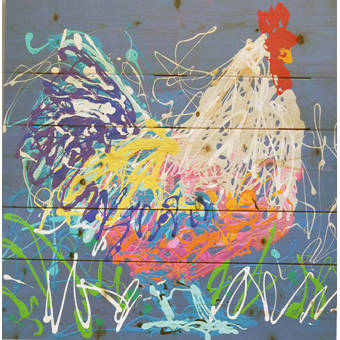 August Grove Gene The Rooster Acrylic Painting Print On Wood