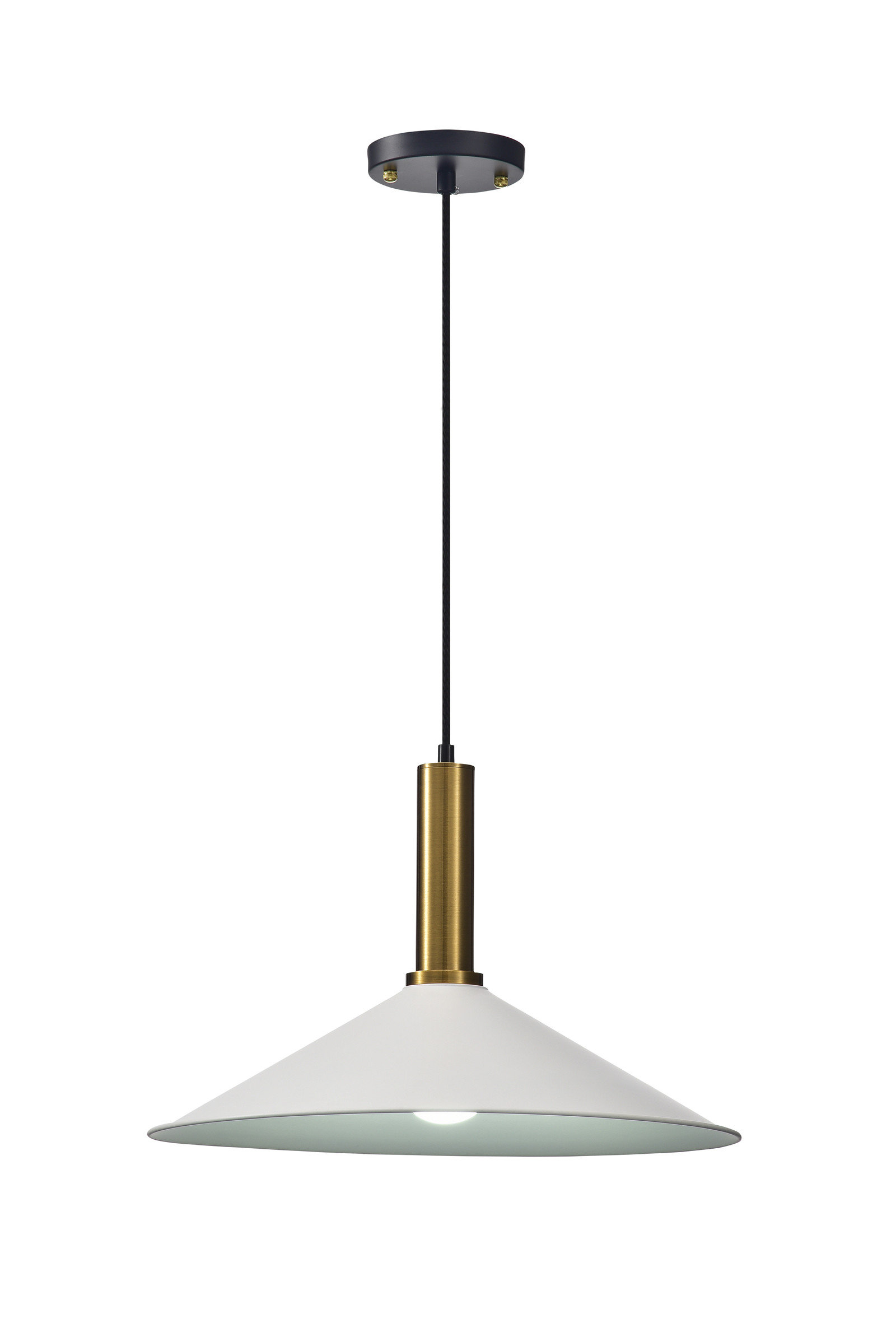 Wrought Studio Munden 1 Light Cone Pendant | Wayfair Craft studio in basement. I love the bright wall and hanging