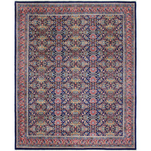 One Of A Kind Rugs You Ll Love Wayfair One Of A Kind Mellinger Indo Bijar Hand Woven Wool Navy Rose Area Rug