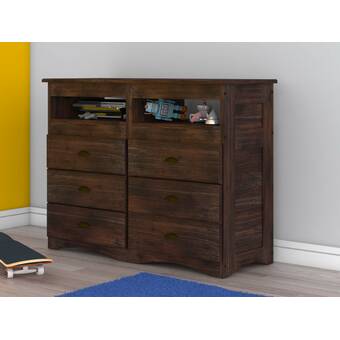 Harriet Bee Benninger 6 Drawer Double Dresser With Media Shelf