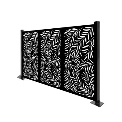 4 ft. H x 6 ft. W Laser Cut Metal Privacy Screen Fence, Decorative Outdoor Divider
