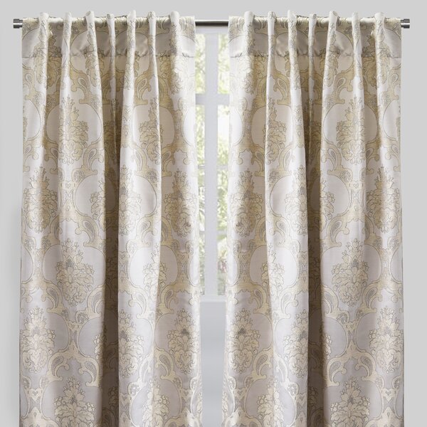 Rosdorf Park Nana Damask Room Darkening Rod Pocket Curtain Panels | Wayfair