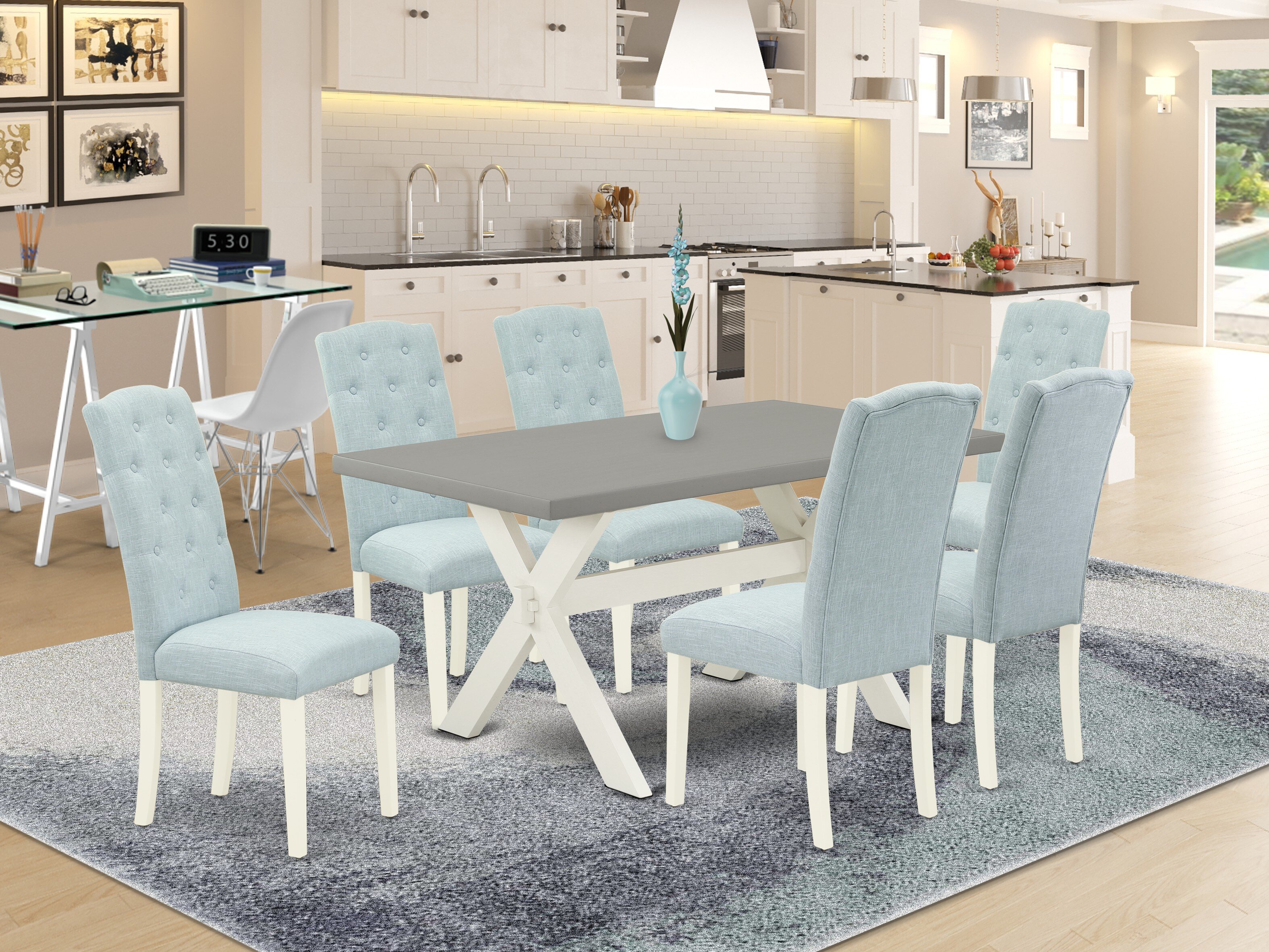 button back dining set