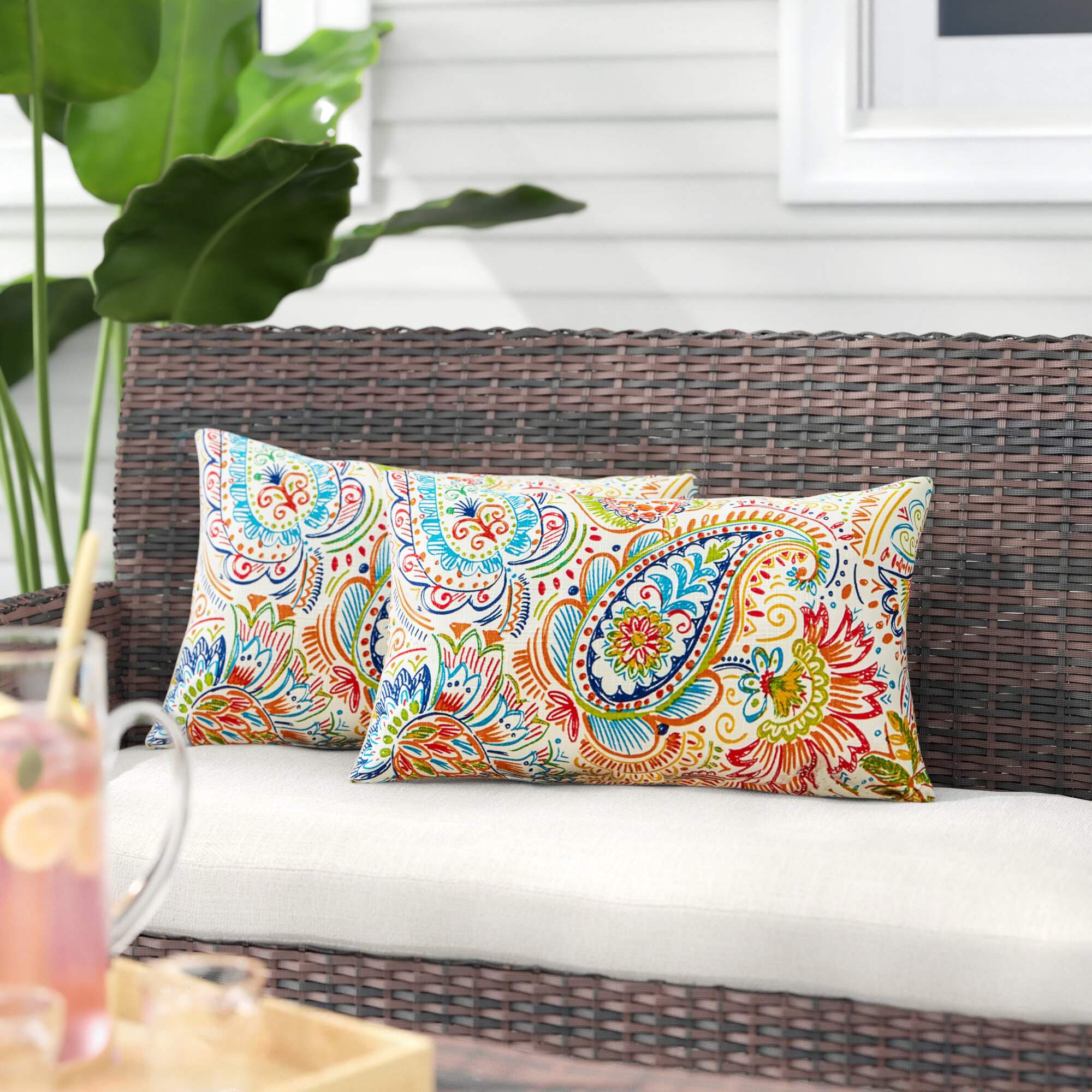 The Pillow Collection Set of 2 18 x 18 Down Filled Indre Geometric Throw Pillows Orange 2 Piece 