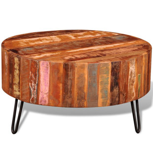Low Round Coffee Table Wayfair Co Uk Airville Reclaimed Solid Wood Round Coffee Table