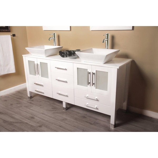 Brayden Studio Meserve Solid Wood Vanity 64 Double Bathroom Brayden Studio Meserve Solid Wood Vanity 64 Double Bathroom Set With Mirror Reviews Wayfair