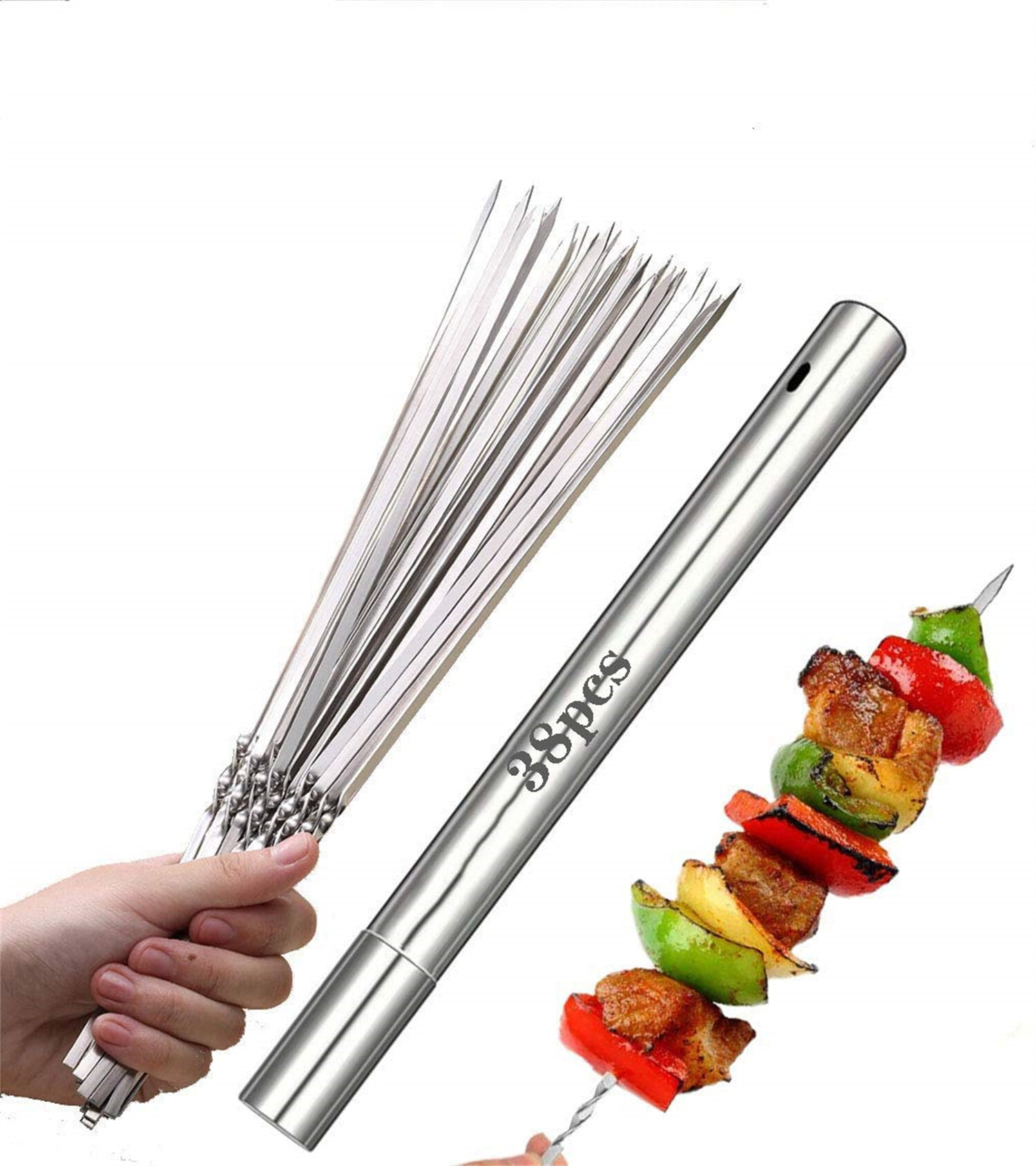 LONG PREMIUM BARBECUE SKEWERS  KEBAB GRILL MEAT COOKING BBQ STEEL STICKS NEW 